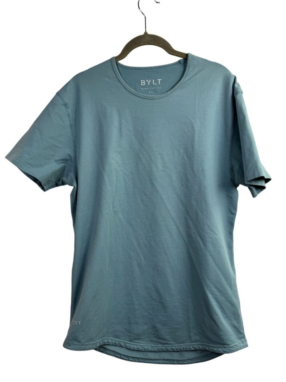 BYLT Mens Drop Cut Short Sleeve Lux T-Shirt Blue Size Medium Performance Stretch